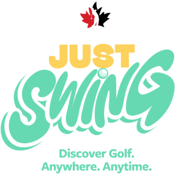 Just Swing logo with Tagline reverse